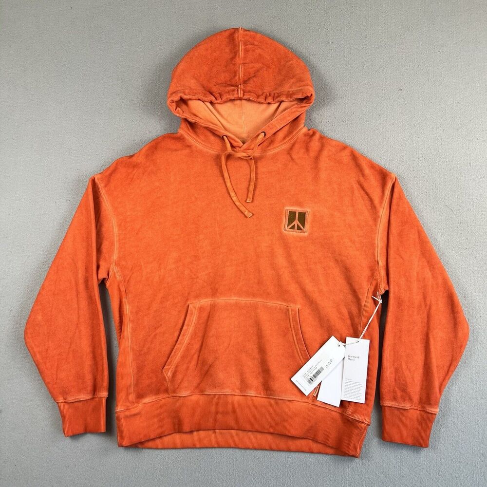 NWT Saturdays NYC Grande Peace Hyper Orange Long Sleeve Drawstring Hoodie S‎